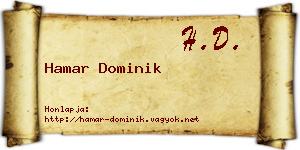 Hamar Dominik névjegykártya
